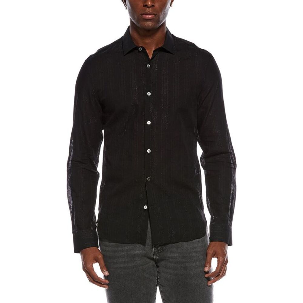 John Varvatos Mens  Slim Fit Stella Shirt, Black